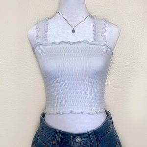 Hollister white smocked tank top